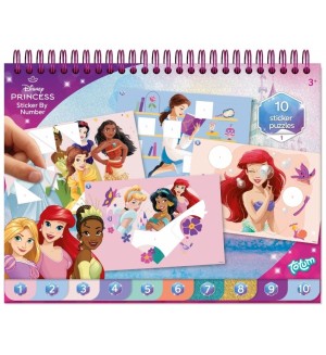 Книжка със стикери за подреждане по номера Totum - Принцеси
