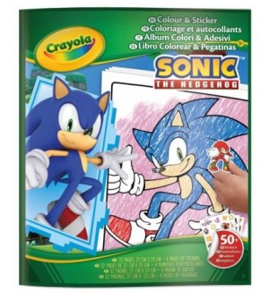 Книжка за оцветяване Crayola Sonic - 50 стикера