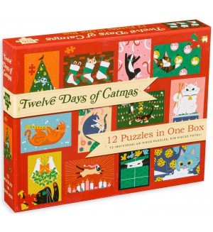 Коледен календар Chronicle books от 12 х 48 части - 12 Коледни котешки дни
