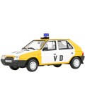 Колекционерски модел Abrex Ретро: Автомобили - Skoda Favorit 136L, Czechoslovak Communist Police (Yellow/White) (1988) 