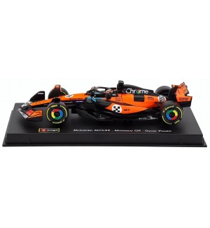 Колекционерски модел Bburago Състезателни: Автомобили - McLaren MCL39 #81 Oscar Piastri 3rd Monaco GP Formula 1 (2025) (with pilot and showcase)
