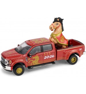 Колекционерски модел Greenlight Съвременни: Автомобили - Ford F-450 (Red) (2022) (Chinese Zodiac 2026 Year of the Horse)
