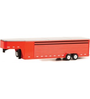 Колекционерски модел Greenlight Съвременни: Ремаркета - 26-Foot Continuous Gooseneck Livestock Trailer (Red)
