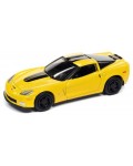 Колекционерски модел Johnny Lightning Съвременни: Автомобили - Chevrolet Corvette Z06 (Velocity Yellow w/Black Stripes) (2012) (L.E. 15436 pcs.)