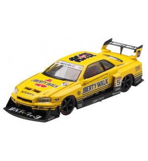 Колекционерски модел Mini GT Състезателни: Автомобили - Nissan Skyline GT-R (R34N) LB-ER34 Super Silhouette SKYLINE (Sport Yellow) (2025) (RHD)
