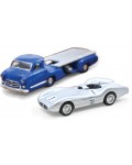 Колекционерски модел Norev Ретро: Автомобили - Mercedes-Benz Renntransporter and W196 (Blue & Silver) (1954)