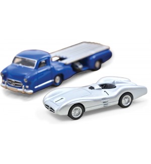 Колекционерски модел Norev Ретро: Автомобили - Mercedes-Benz Renntransporter and W196 (Blue & Silver) (1954)