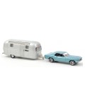 Колекционерски модел Norev Съвременни: Автомобили - Ford Mustang and Airstream Caravan (Blue metallic) (1968/1972)
