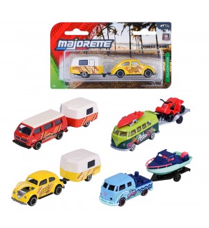 Количка с ремарке Majorette – Volkswagen, 1:64, 13 cm, асортимент Количка с ремарке Majorette – Volkswagen, 1:64, 13 cm, асортимент