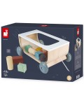 Количка за дърпане с конструктор Janod - Sweet Cocoon, 17 части