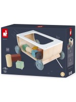 Количка за дърпане с конструктор Janod - Sweet Cocoon, 17 части