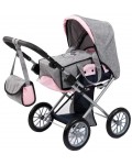 Количка за кукли Bayer - City Star, трансформираща се, с чанта, сива