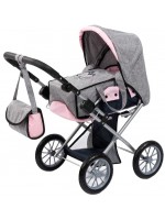 Количка за кукли Bayer - City Star, трансформираща се, с чанта, сива Количка за кукли Bayer - City Star, трансформираща се, с чанта, сива