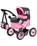 Количка за кукли Bayer - Trendy, с чанта, розова/черна
