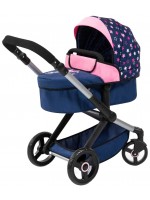 Количка за кукли Bayer - Xeo, трансформираща се, с чанта, синя/розова Количка за кукли Bayer - Xeo, трансформираща се, с чанта, синя/розова