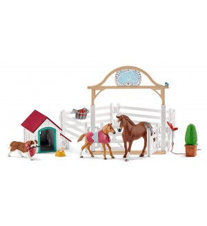 Комплект фигурки Schleich Farm Life Horses - Кончетата на Хана и кучето Руби