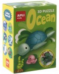 Комплект 3D пъзели Apli Kids - Ocean, костенурка, октопод и водорасло