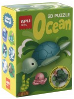 Комплект 3D пъзели Apli Kids - Ocean, костенурка, октопод и водорасло