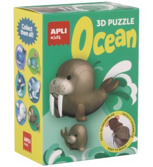 Комплект 3D пъзели Apli Kids - Ocean, морж и моржче