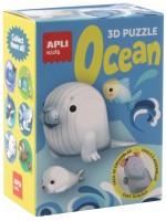 Комплект 3D пъзели Apli Kids - Ocean, тюлен, тюленче и рибка