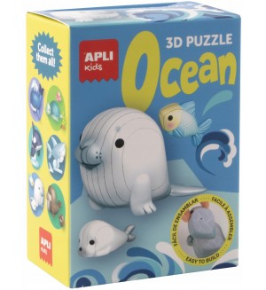 Комплект 3D пъзели Apli Kids - Ocean, тюлен, тюленче и рибка