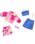Комплект аксесоари за кукли Barbie Fashions - Два тоалета, в розово и синьо