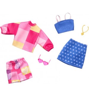 Комплект аксесоари за кукли Barbie Fashions - Два тоалета, в розово и синьо
