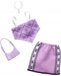 Комплект аксесоари за кукли Barbie Fashions - Лилава пола, потник и чанта