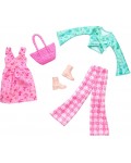 Комплект аксесоари за кукли Barbie Fashions - Рокля, блуза и панталон на цветя