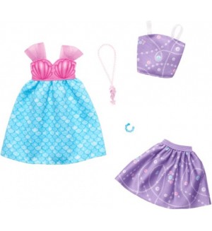 Комплект аксесоари за кукли Barbie Fashions - Рокля русалка, потник и пола