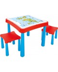 Комплект детска маса с два стола и конструктор Pilsan