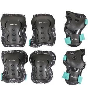 Комплект детски протектори Byox - Dazzle, class B, 25-50 kg, зелени