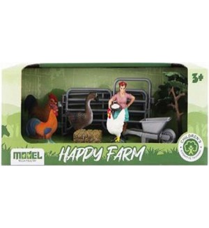 Комплект фигури Cypress - Happy Farm, животни с ограда 