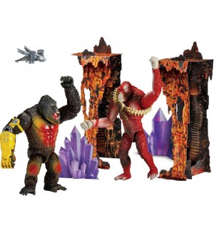 Комплект фигури MonsterVerse Godzilla x Kong - Битката на Конг и Скар Кинг, с диорама