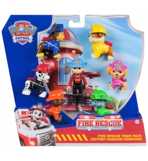 Комплект фигури Spin Master Paw Patrol Fire Rescue - Спасителен екип, 7 броя
