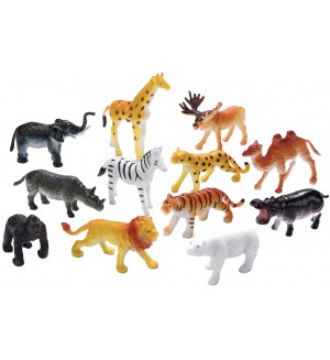 Комплект фигурки Faunica - Диви животни, 12 части