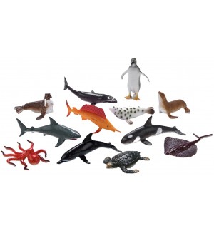 Комплект фигурки Faunica - Морски животни, 12 части