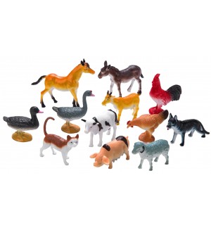 Комплект фигурки Faunica - Животни от фермата, 12 части