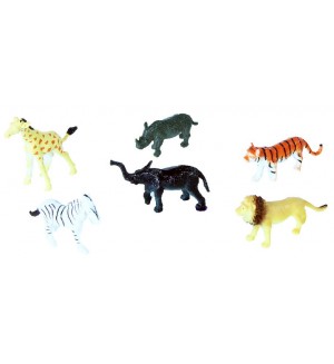 Комплект фигурки Rappa - Диви животни, 6 броя, 6-7 cm