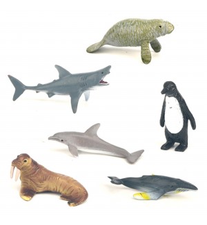 Комплект фигурки Rappa - Морски животни, 6 броя, 4-9 cm