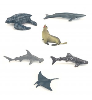 Комплект фигурки Rappa - Морски животни II, 6 броя, 4-8 cm