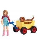 Комплект фигурки Schleich Farm Life - Момиче с куче и количка