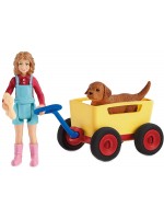 Комплект фигурки Schleich Farm Life - Момиче с куче и количка