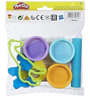 Комплект Hasbro Play-Doh - Моделин и фигурки на животни, 3 х 84 g