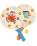 Комплект хилки за плажен тенис Djeco - С морски мотиви, 3 части
