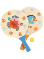 Комплект хилки за плажен тенис Djeco - С морски мотиви, 3 части