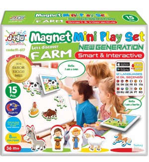 Комплект Jagu - Магнитни говорещи играчки, ферма, 15 части