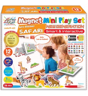 Комплект Jagu - Магнитни говорещи играчки, сафари, 12 части
