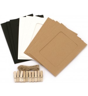 Комплект картонени рамки Ем Арт - 15.6 x 11.6 cm, бели/черни/кафяви (10 бр.)