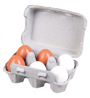 Комплект Lelin - Дървени яйца, 6 броя